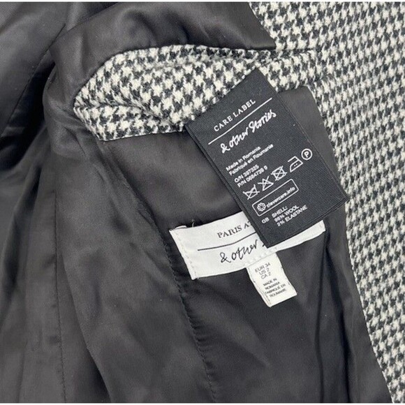 & Other Stories Hourglass Houndstooth Check Wool Blazer Jacket 2 Preppy Academia - Picture 8 of 9